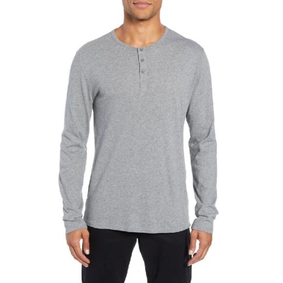 Vince Long Sleeve Henley Pullover Grey Cotton Long Sleeve Casual Men's XXL - Picture 1 of 7